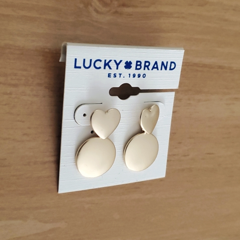 NWT Lucky Brand Heart & Circle Drop Earrings - Picture 5 of 5